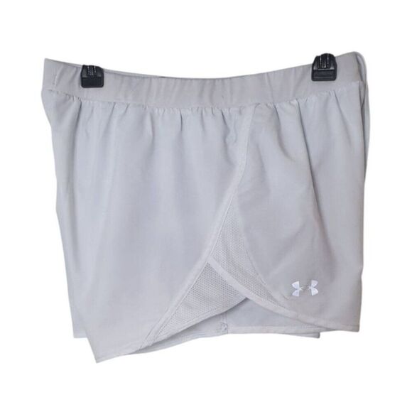 Under Armour Womens Fly-By 2.0 White Shorts L Athletic Workout Loose Fit Heatgea - Picture 3 of 9